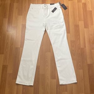 ND YJ Jeans Marilyn Straight Lift Tuck Winter White Women 14 Made In The USA